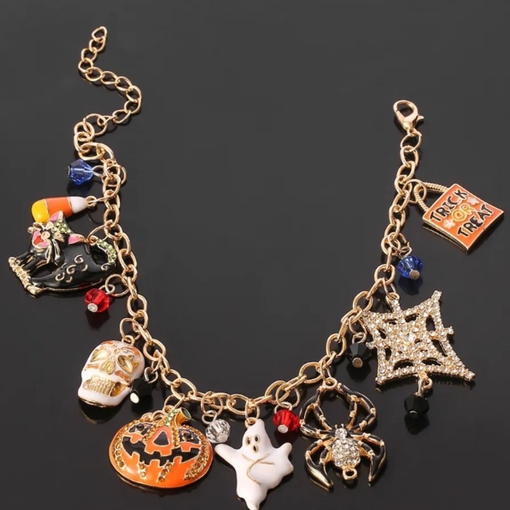 Halloween Pumpkin Ghosts Charm Bracelet